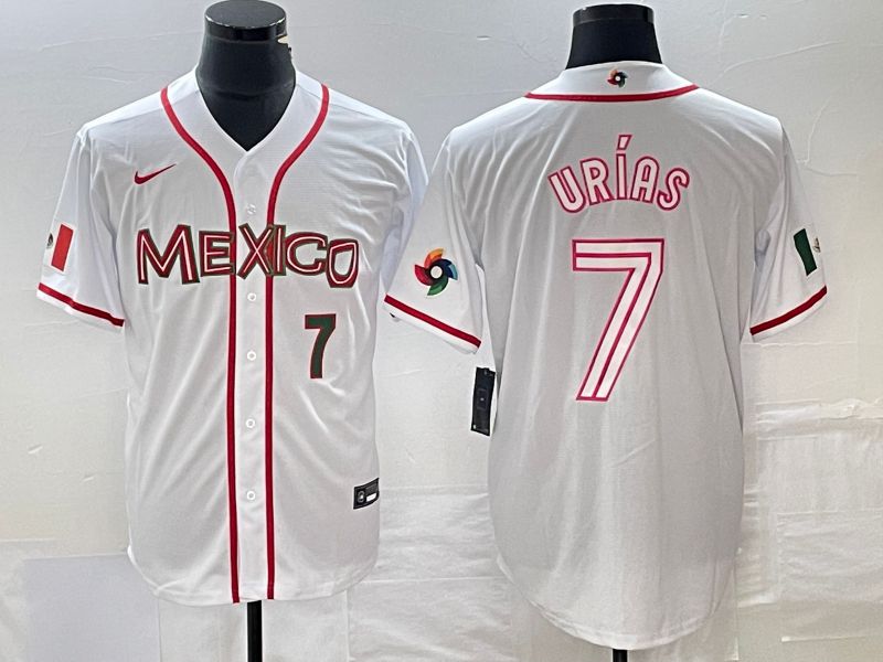 Men 2023 World Cub Mexico #7 Urias White Nike MLB Jersey55